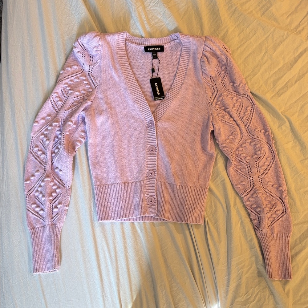 NWT Express lilac bauble cardigan XS